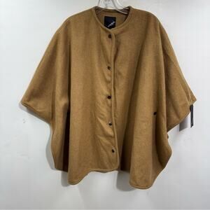 Collectionb New York Womens Shawl Wrap Tan Camel Snap Front Arm Holes OS  New